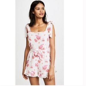 Athena Procopiou silk floral lace trim romper 0
